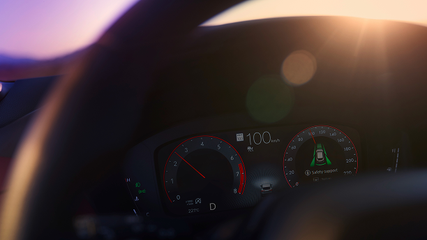 Close-up on cockpit digital instrument cluster